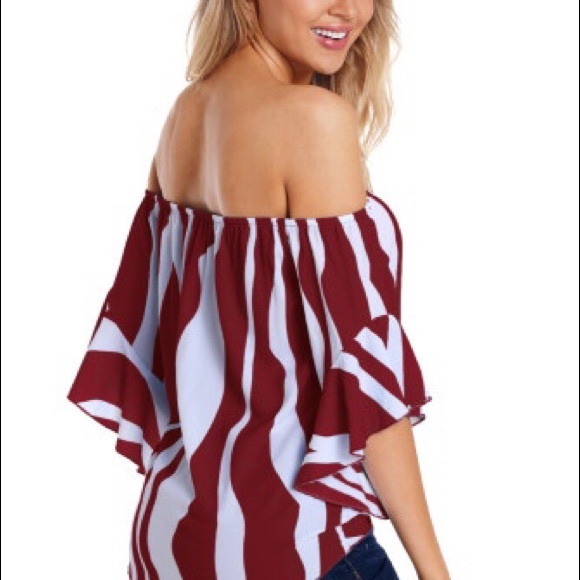 Women's Off-Shoulder Zebra Print Blouse - Picture 6 of 10